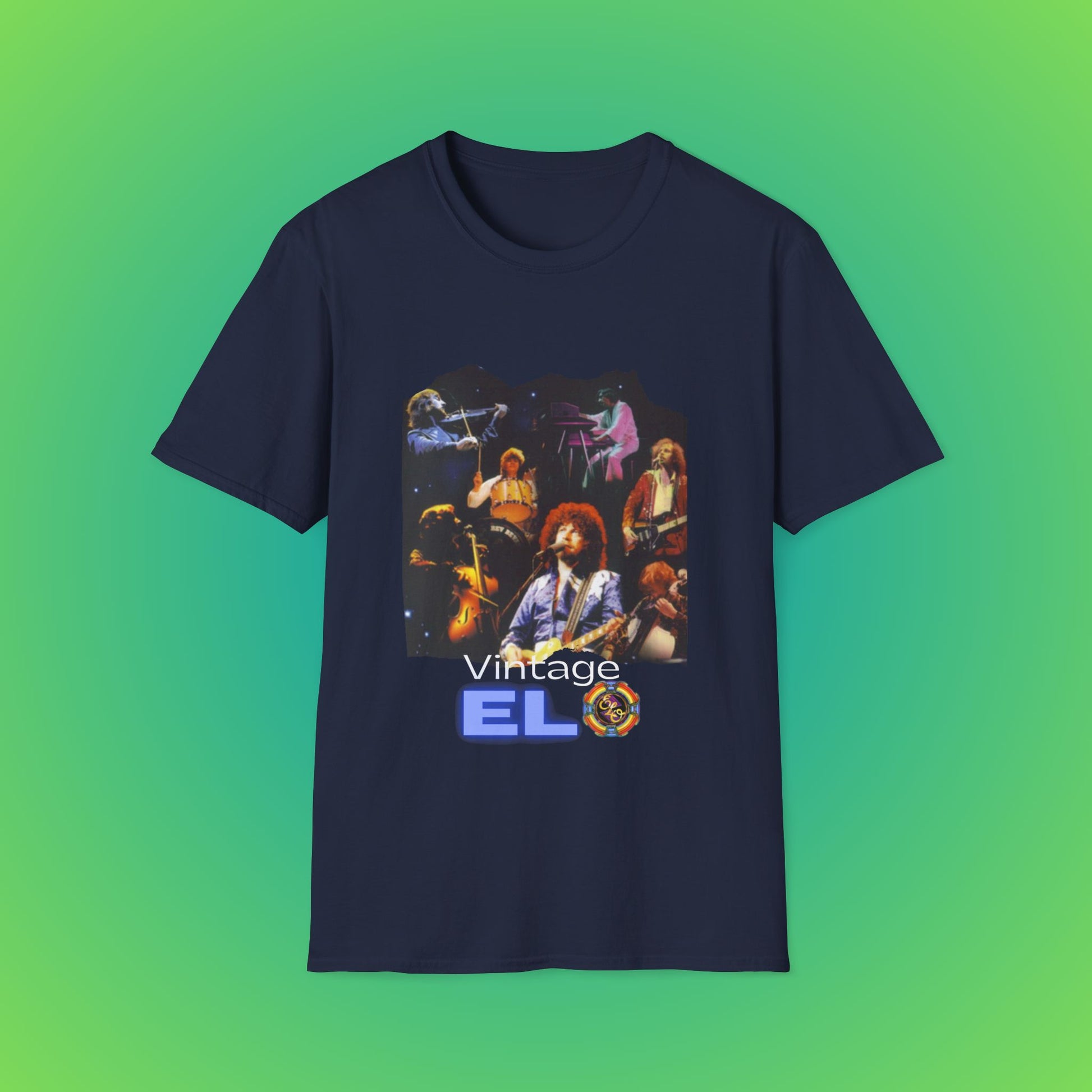 Uk Vintage ELO Unisex Softstyle T-Shirt - Navy, M image