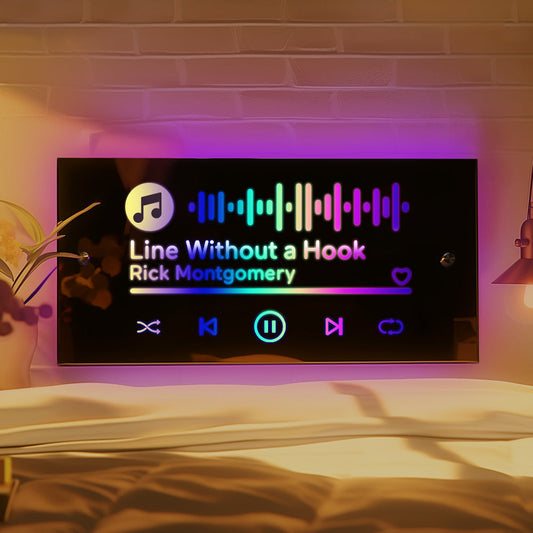 Scannable Code Mirror Light Name Mirror Sign Custom LED illuminated Light-Up Bedroom Sign Gift for Him