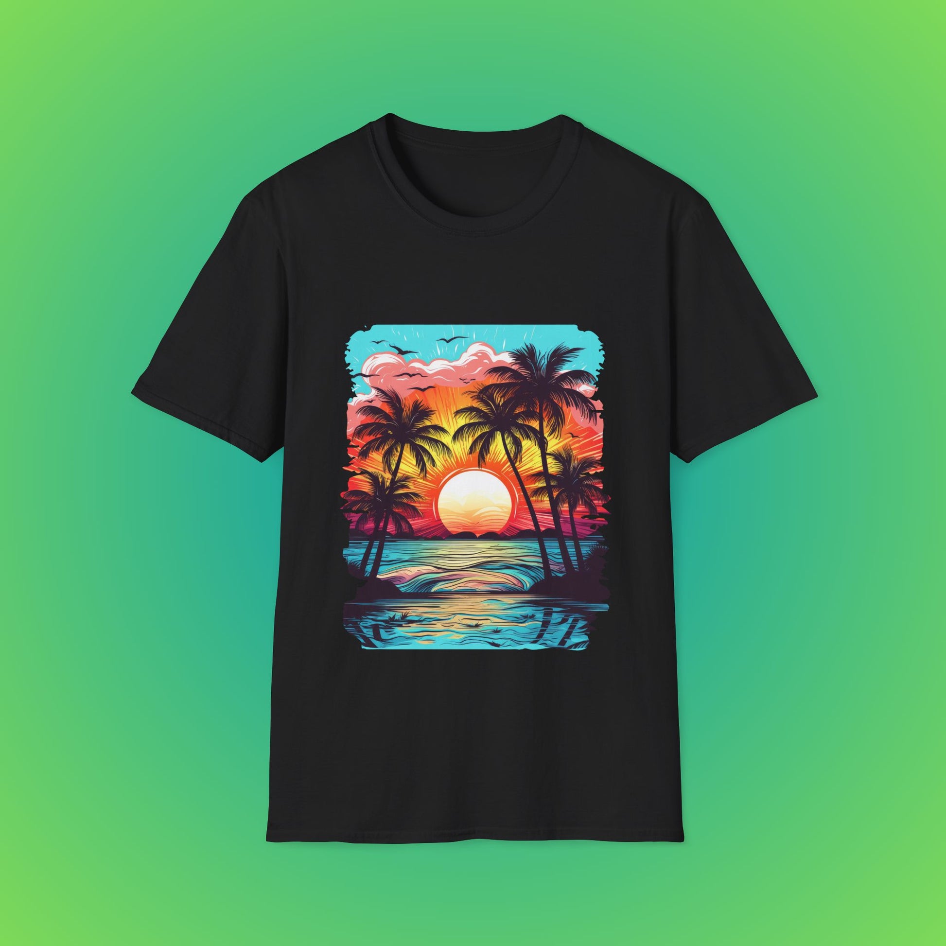 Blue sky tropical beach shirt image 1