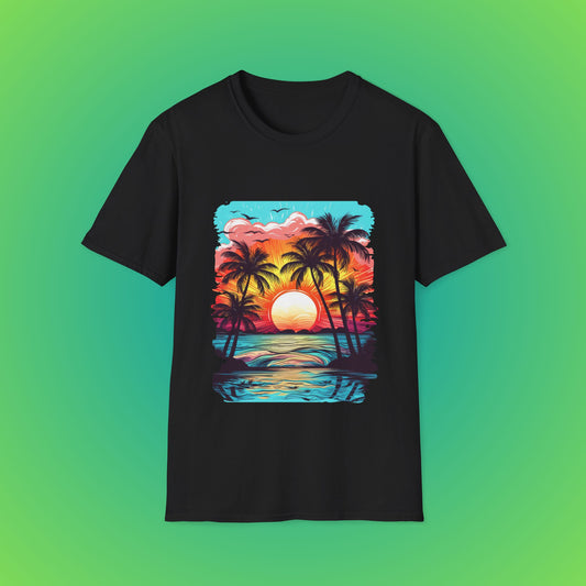 Blue sky tropical beach shirt image 1