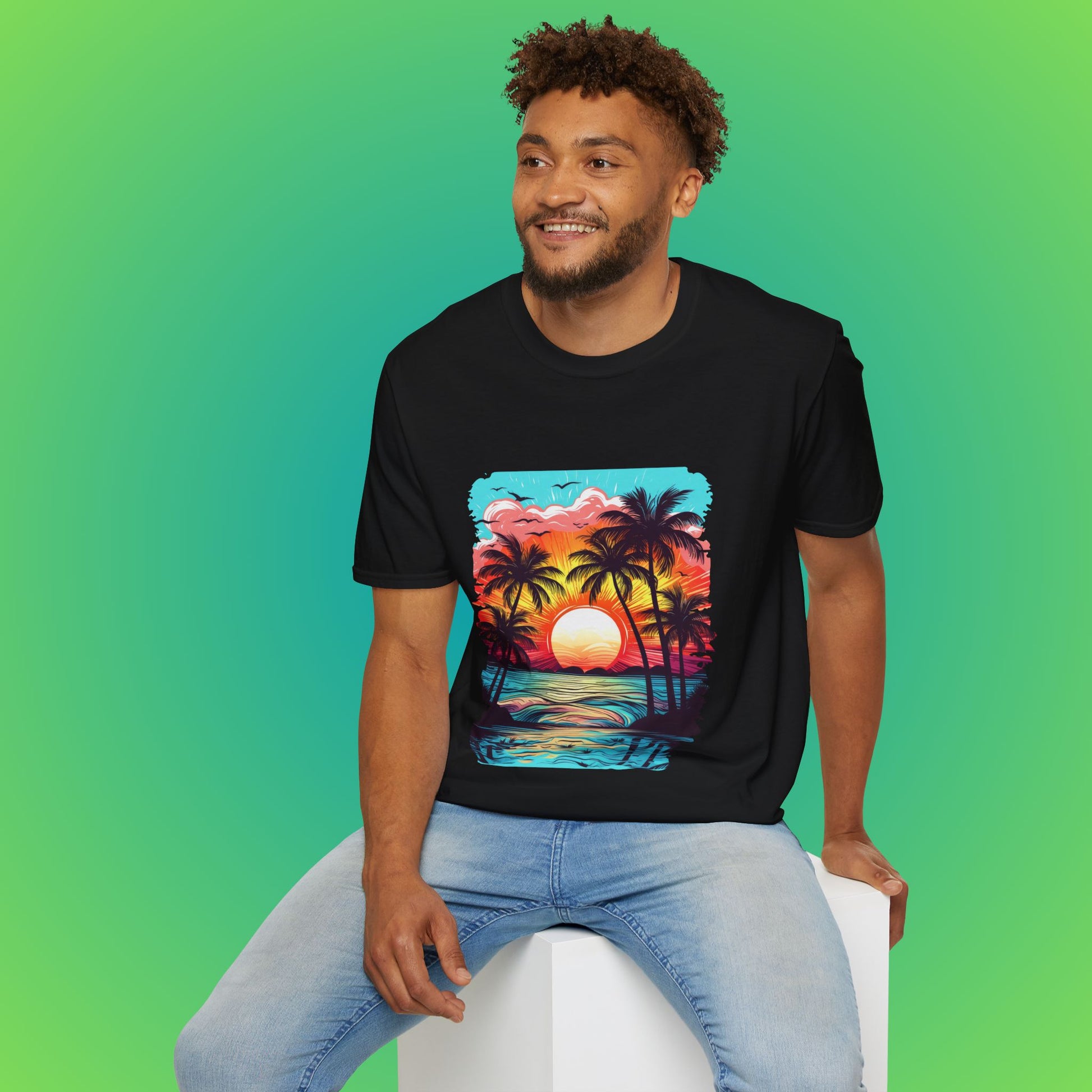 Blue sky tropical beach shirt image 4