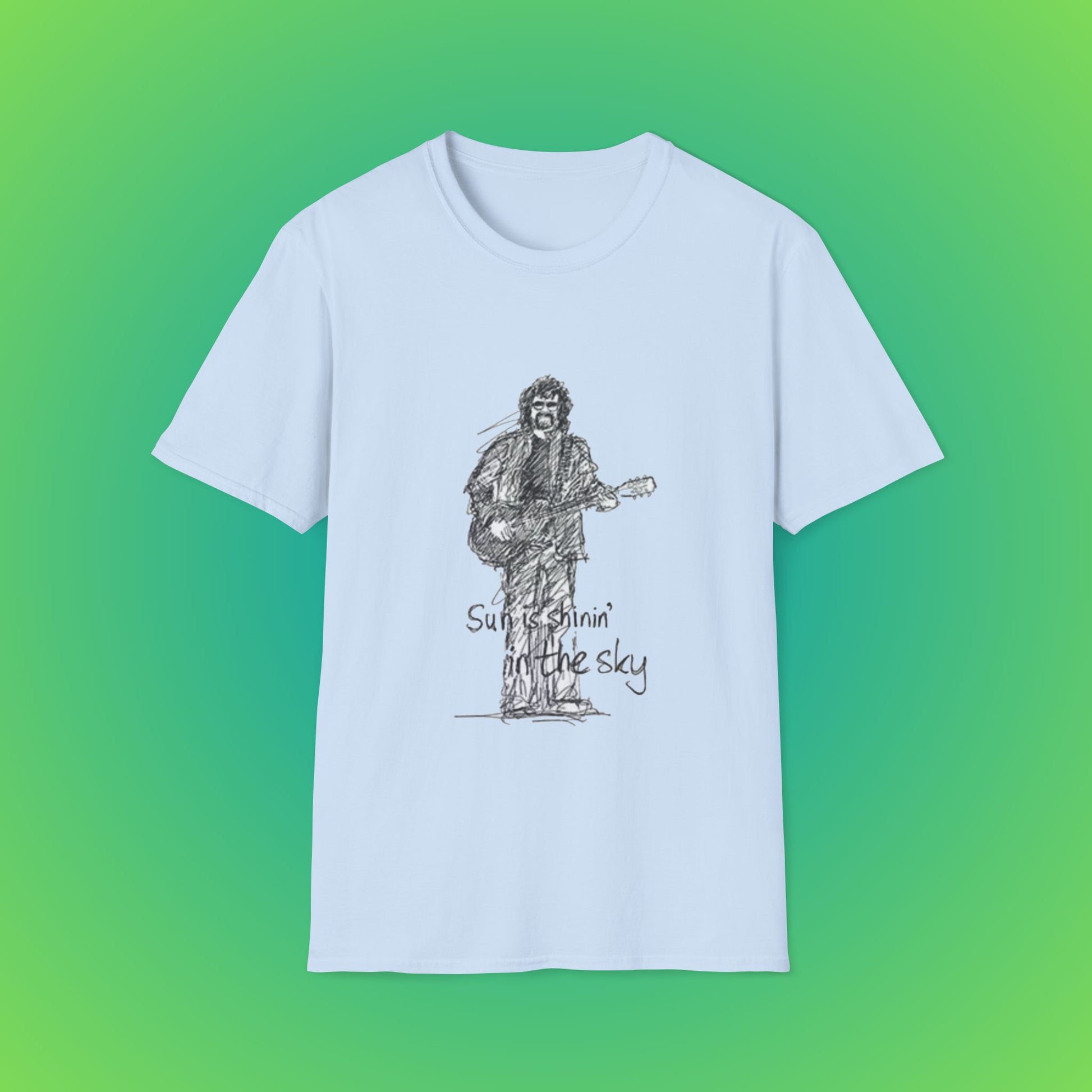 Sunshine Music Unisex T-Shirt, Casual Tee, Music Lover Gift, Festival Shirt, Graphic T-Shirt, Summer Top - Light Blue, 2XL image