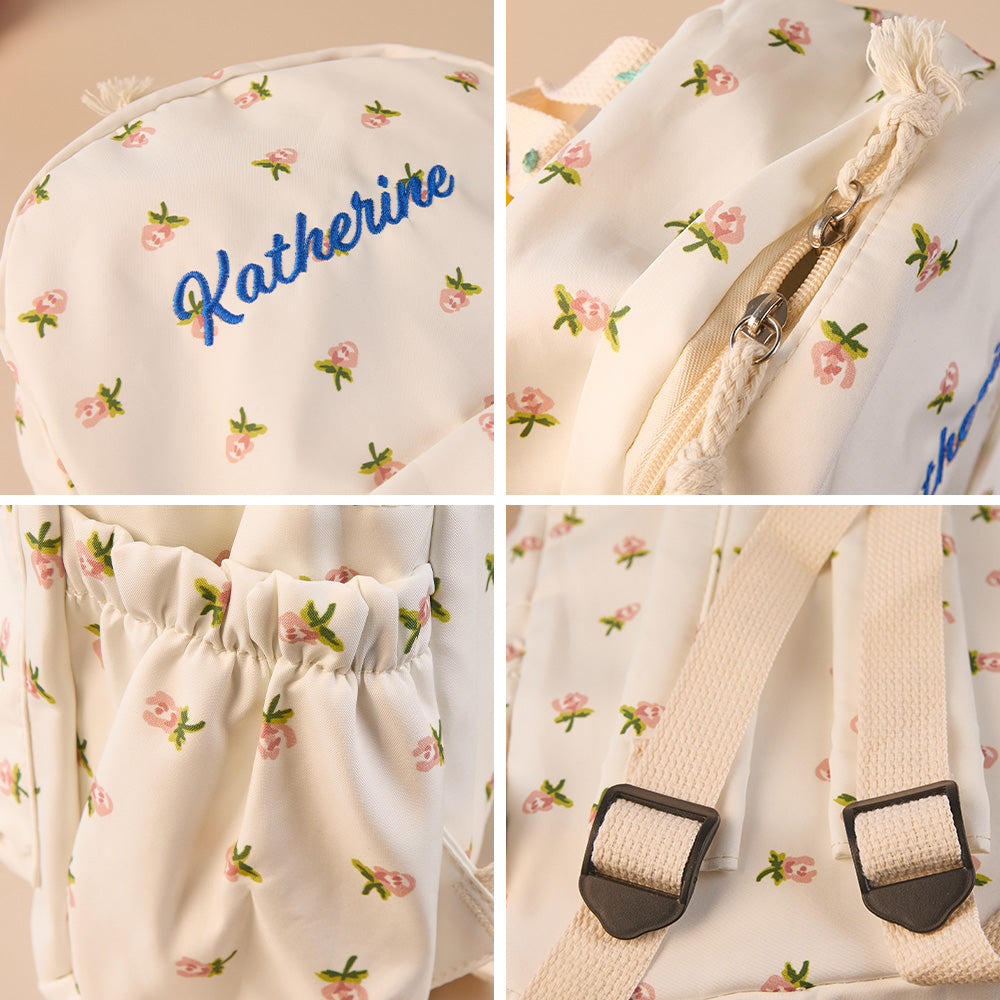 Personalized Schoolbag Flower Girl Student Customized Name Backpack Gift for Her