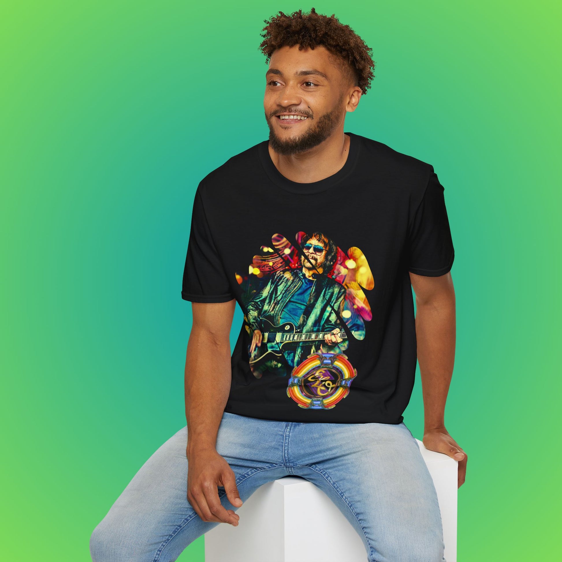 Jeff Lynne Colorful  T-Shit With Personalisation Available On Back image 5