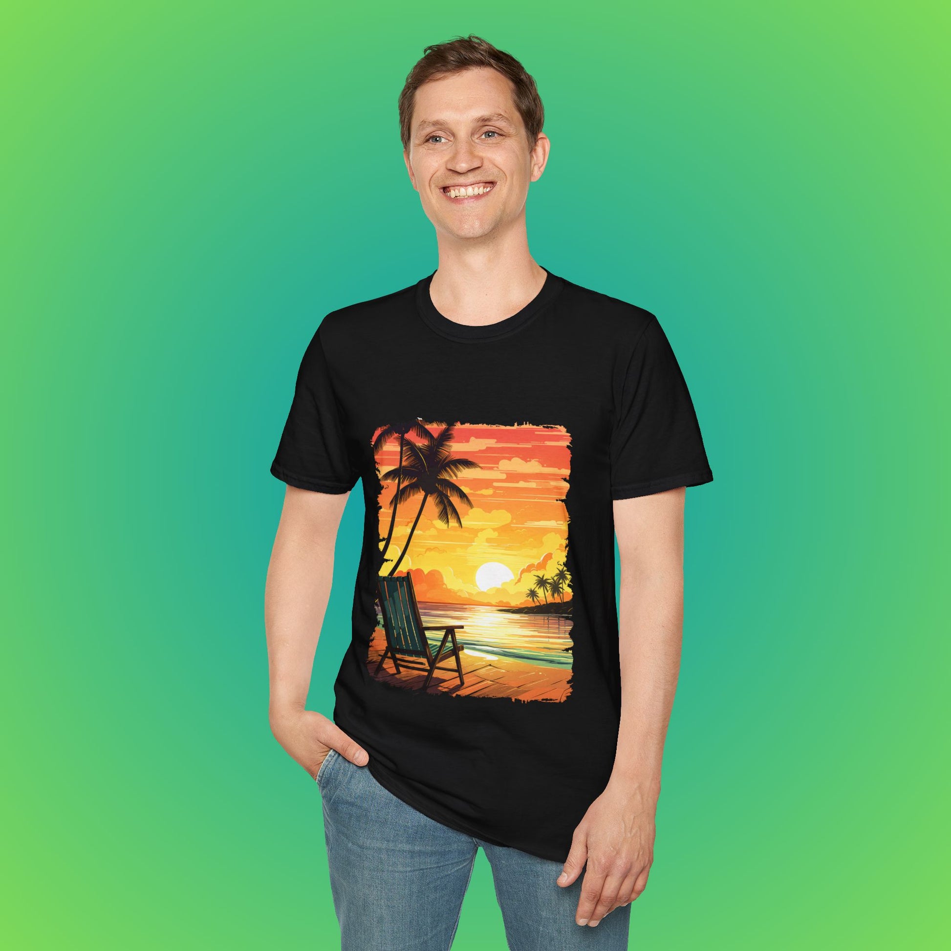 Chair sunset beach shirt image 2