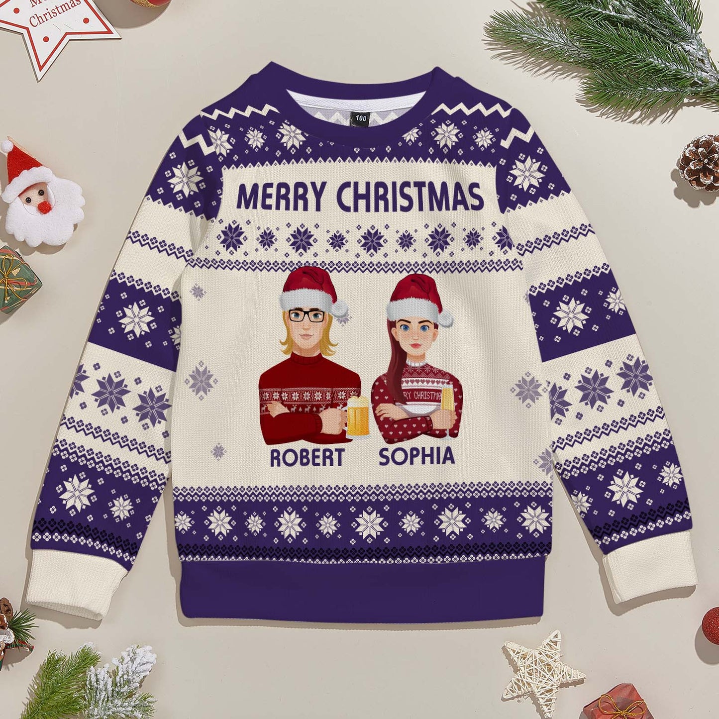 Personalized Christmas Kids Cartoon Ugly Sweater Unisex Sweater Christmas Gift for Kids