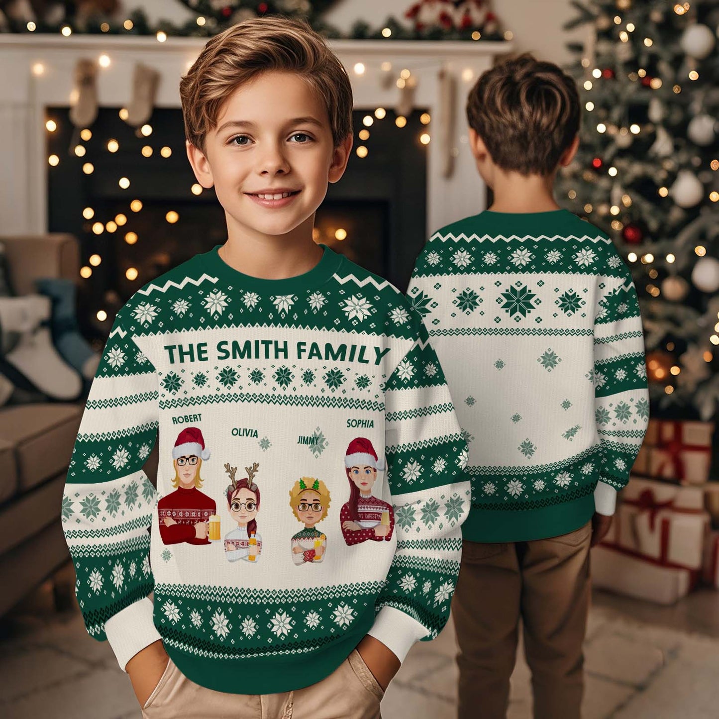 Personalized Christmas Kids Cartoon Ugly Sweater Unisex Sweater Christmas Gift for Kids