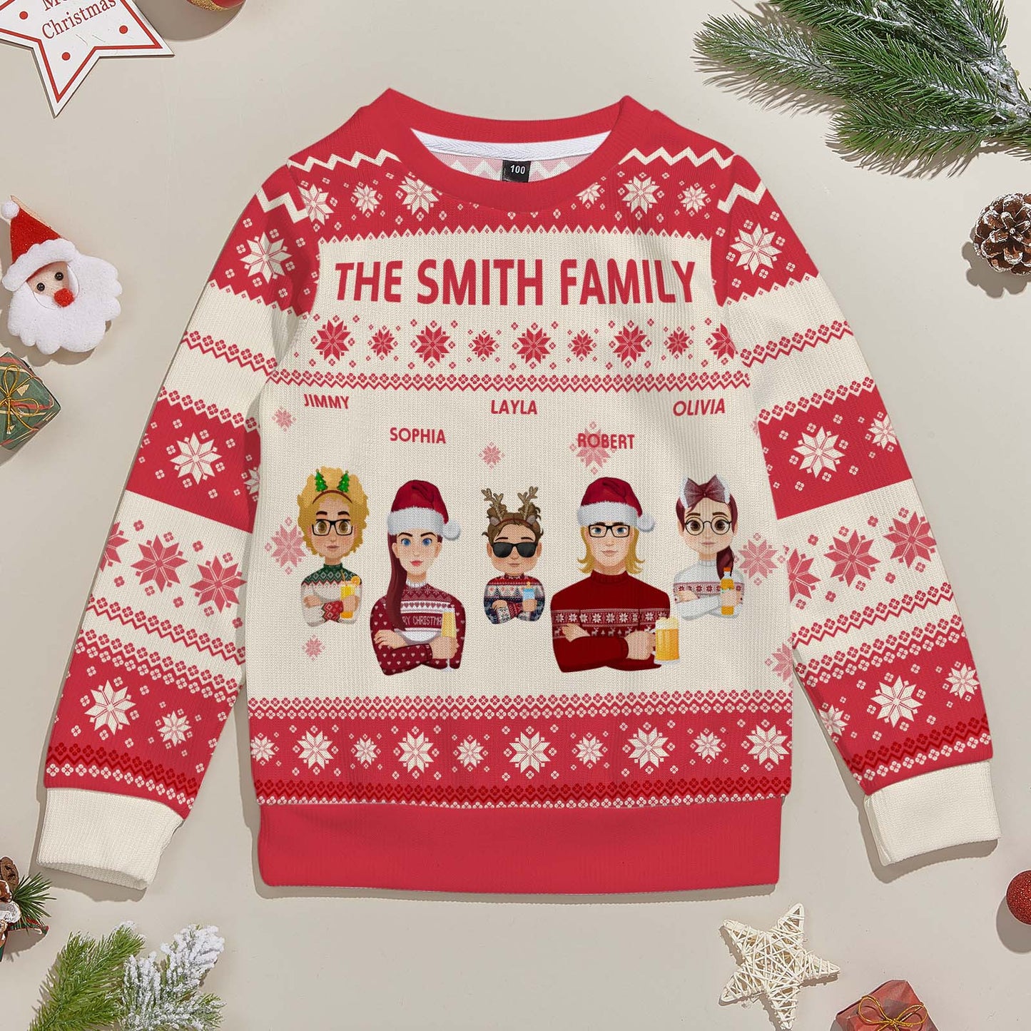 Personalized Christmas Kids Cartoon Ugly Sweater Unisex Sweater Christmas Gift for Kids