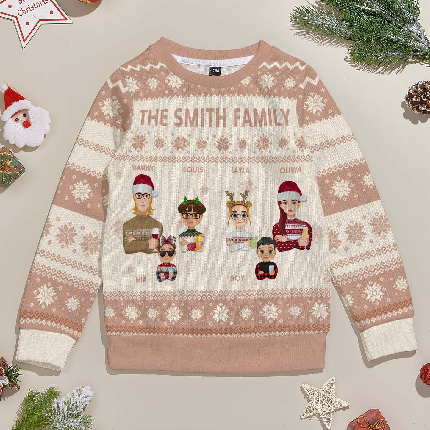 Personalized Christmas Kids Cartoon Ugly Sweater Unisex Sweater Christmas Gift for Kids