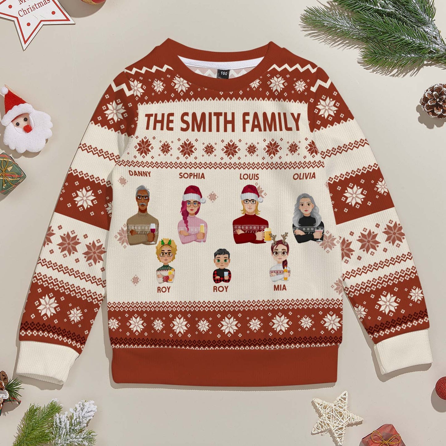 Personalized Christmas Kids Cartoon Ugly Sweater Unisex Sweater Christmas Gift for Kids