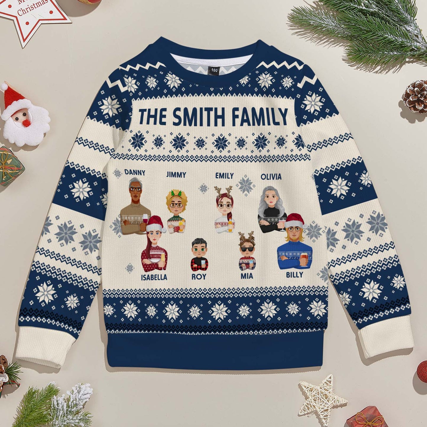 Personalized Christmas Kids Cartoon Ugly Sweater Unisex Sweater Christmas Gift for Kids