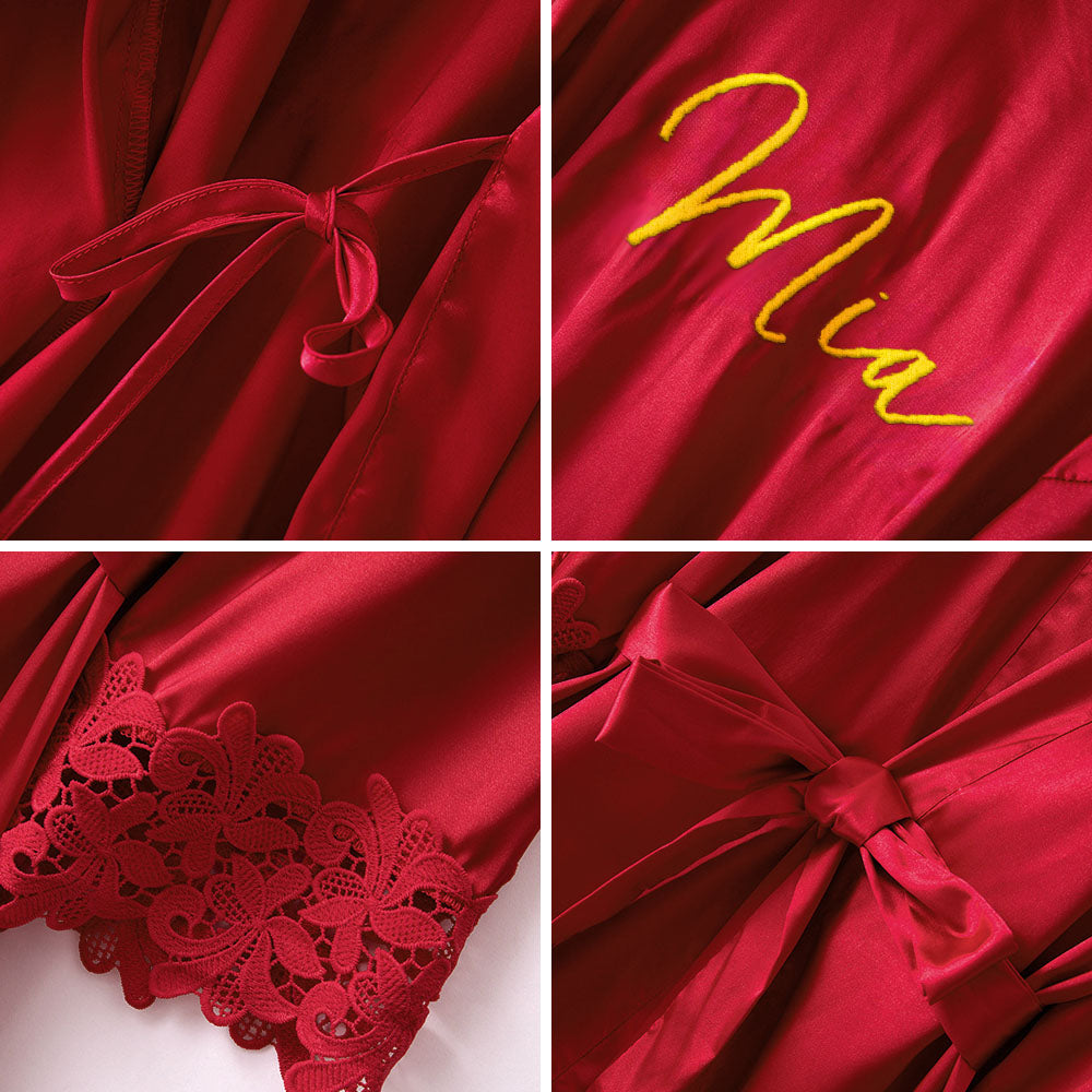Personalized Embroidered Bride Bridesmaid Robe Getting Ready Outfits Wedding Robes