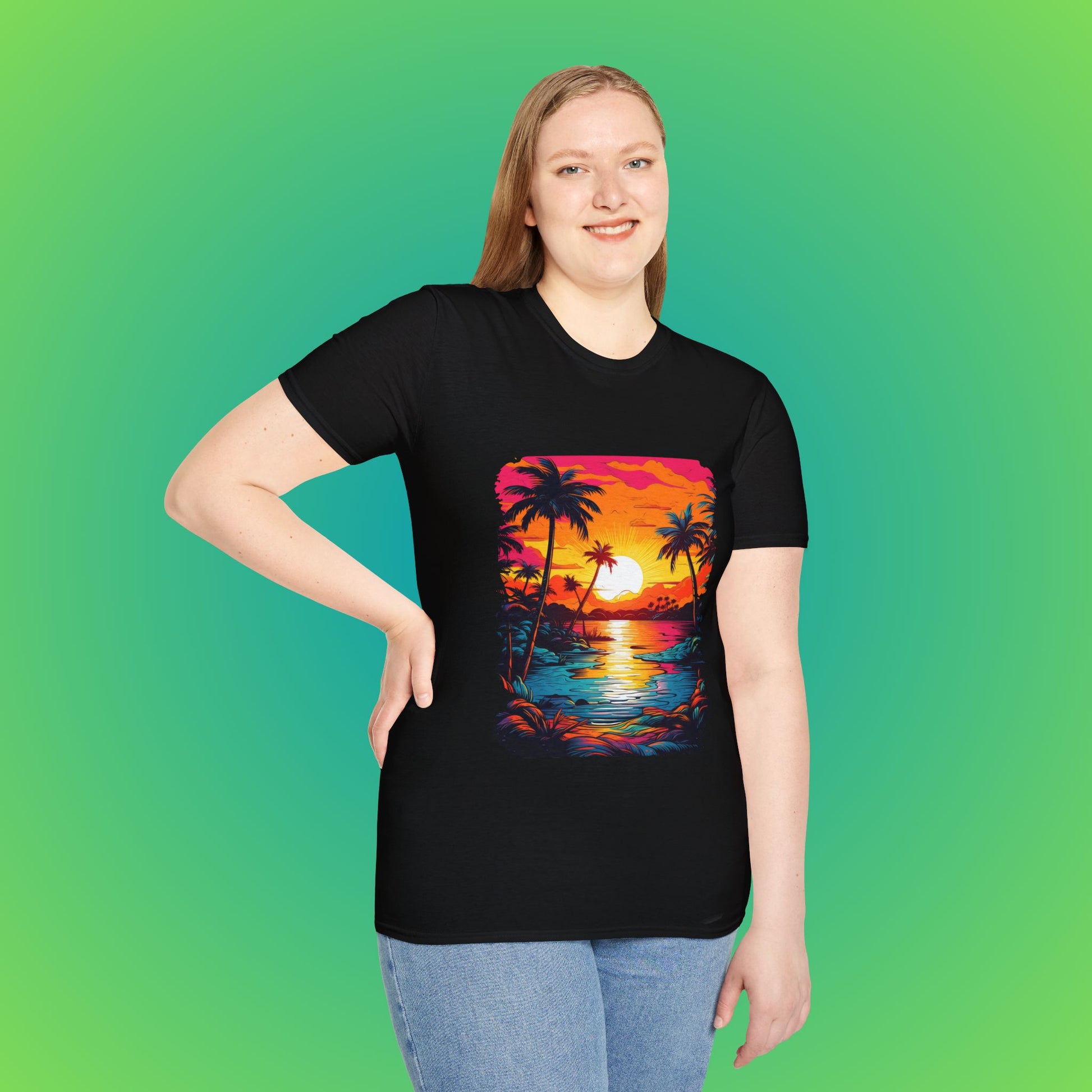 Blue tropical sea beach  shirt - Black, S image