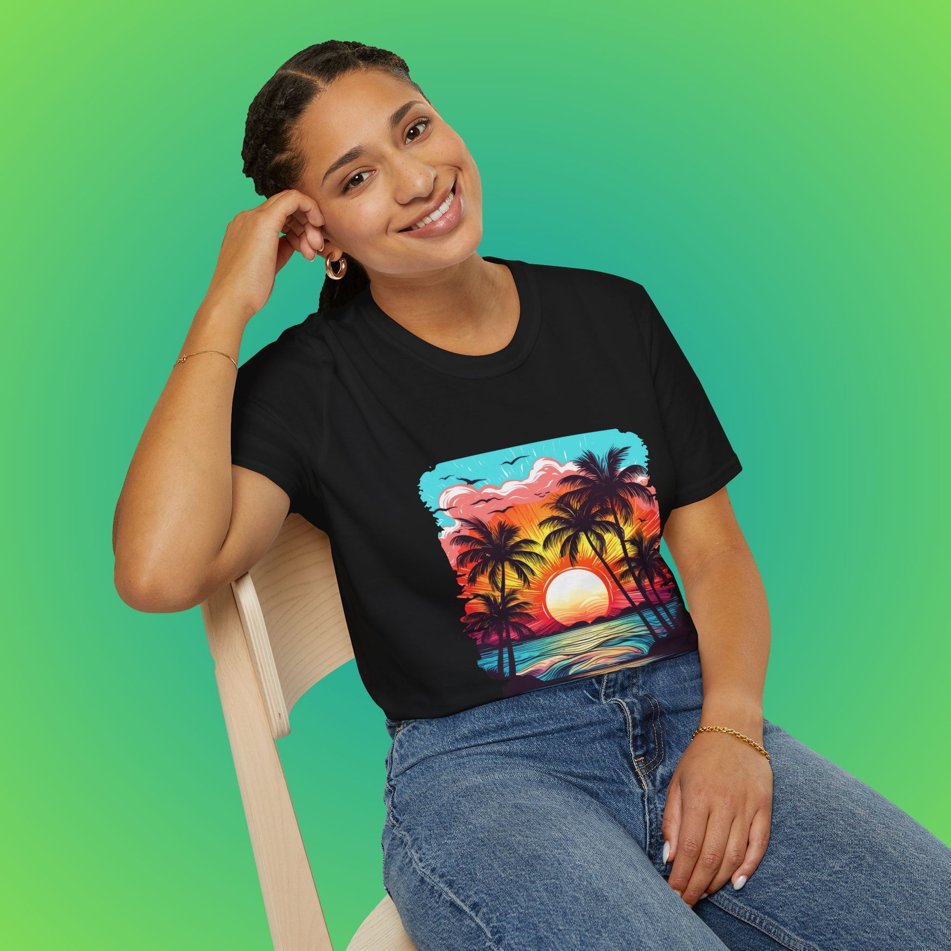 Blue sky tropical beach shirt image 3