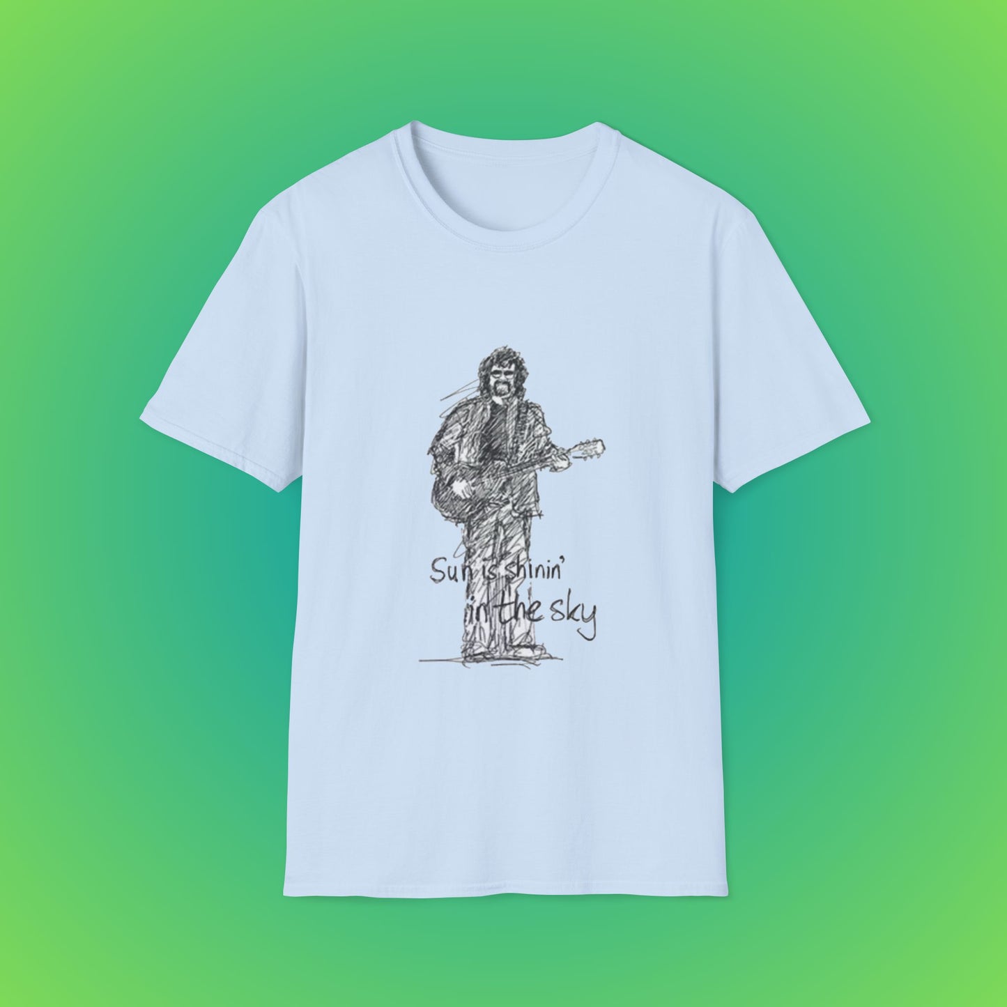 Sunshine Music Unisex T-Shirt, Casual Tee, Music Lover Gift, Festival Shirt, Graphic T-Shirt, Summer Top - Light Blue, L image