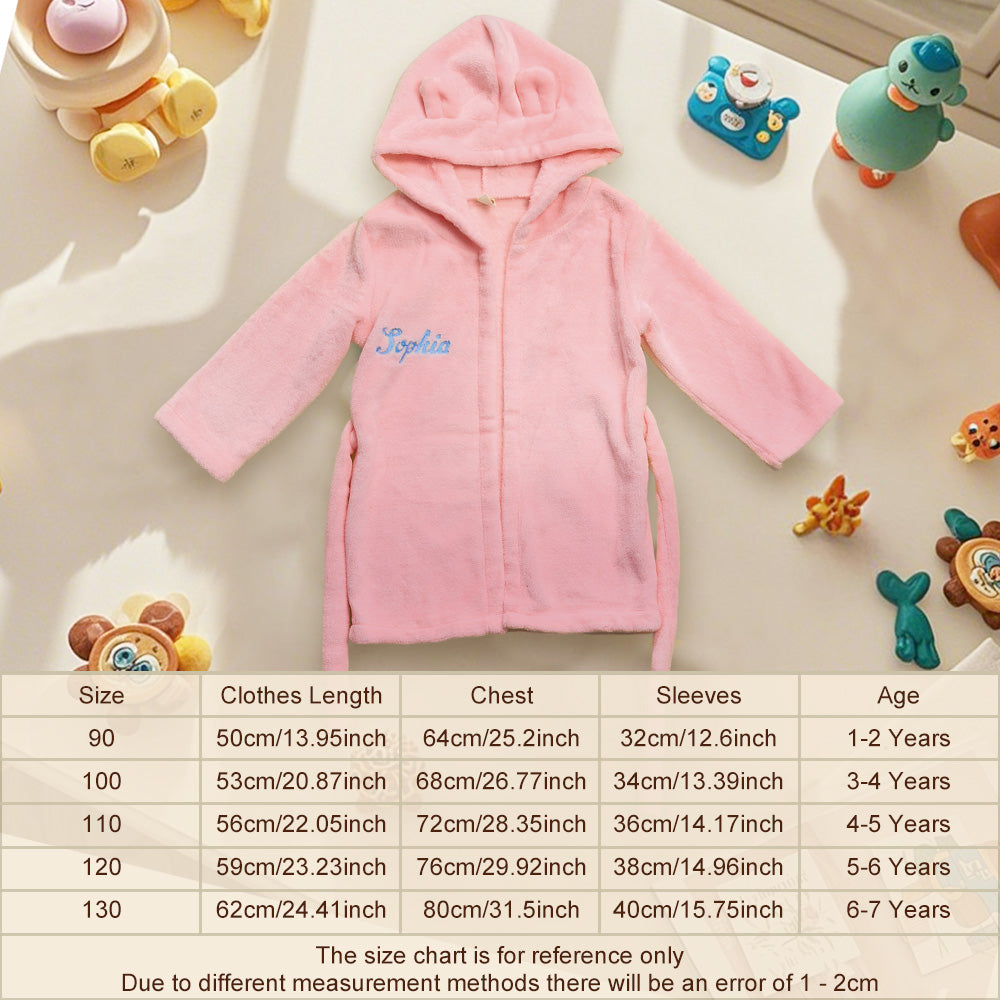 Personalized Bear Ear Embroidery Dressing Gown Gift for Kid