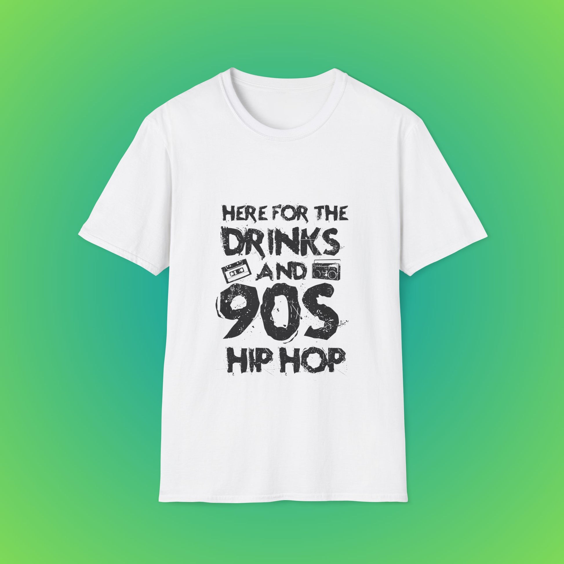 90s Hip Hop Unisex Softstyle T-Shirt - White, 3XL image