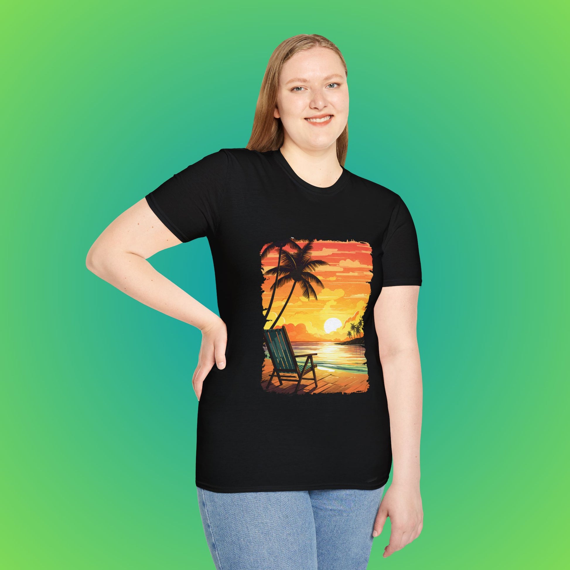 Chair sunset beach shirt - Black, S image