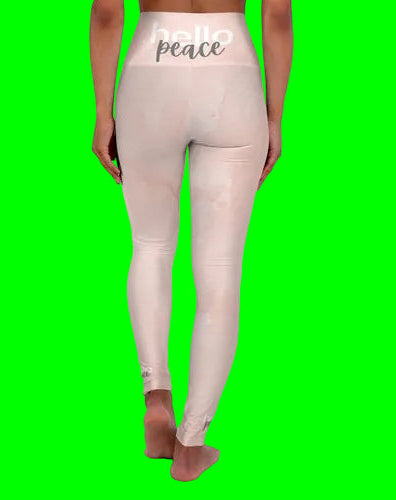 Womens High-waist Fitness Legging Yoga Pants - Pink Peach Marble