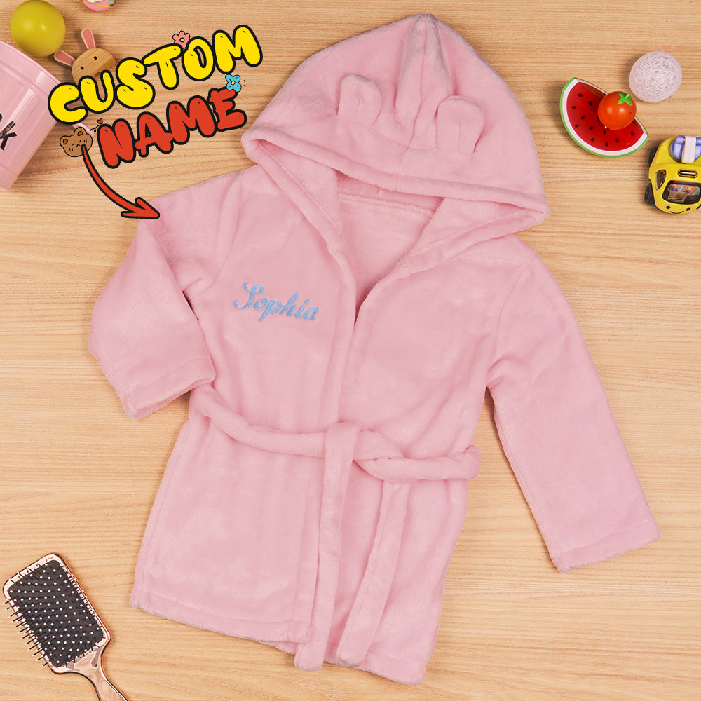 Personalized Bear Ear Embroidery Dressing Gown Gift for Kid