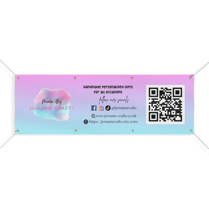 Custom Matte Banner - Pastel Gradient Vendor Sign with QR Code
