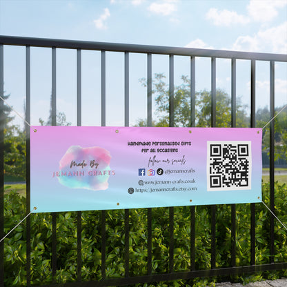 Custom Matte Banner - Pastel Gradient Vendor Sign with QR Code