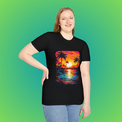 Blue tropical sea beach  shirt - Black, M image
