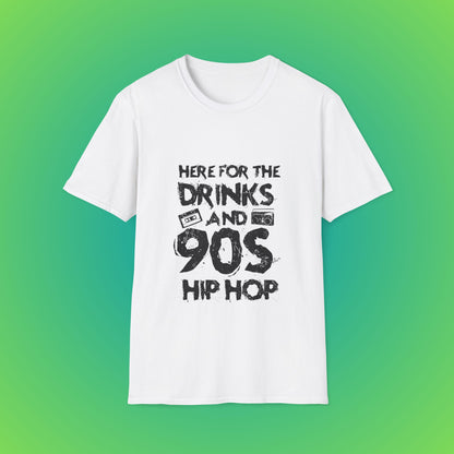 90s Hip Hop Unisex Softstyle T-Shirt - White, L image
