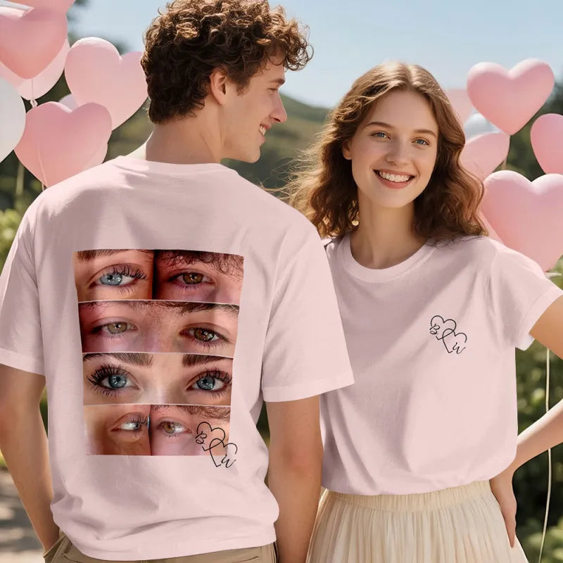 Custom Photo T-shirt Personalized Eyes Shirt for Couple Valentines Gift