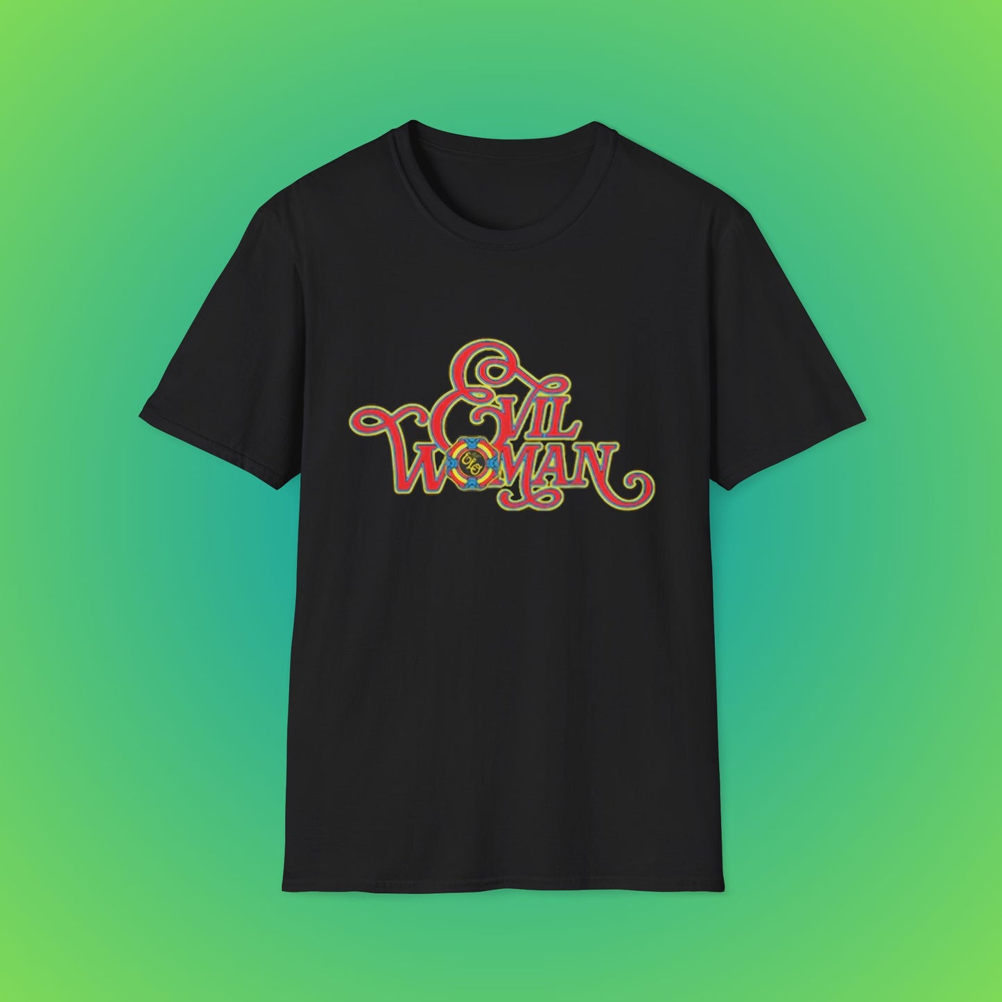 Evil Woman Graphic T-Shirt — Retro Psychedelic Typography Tee