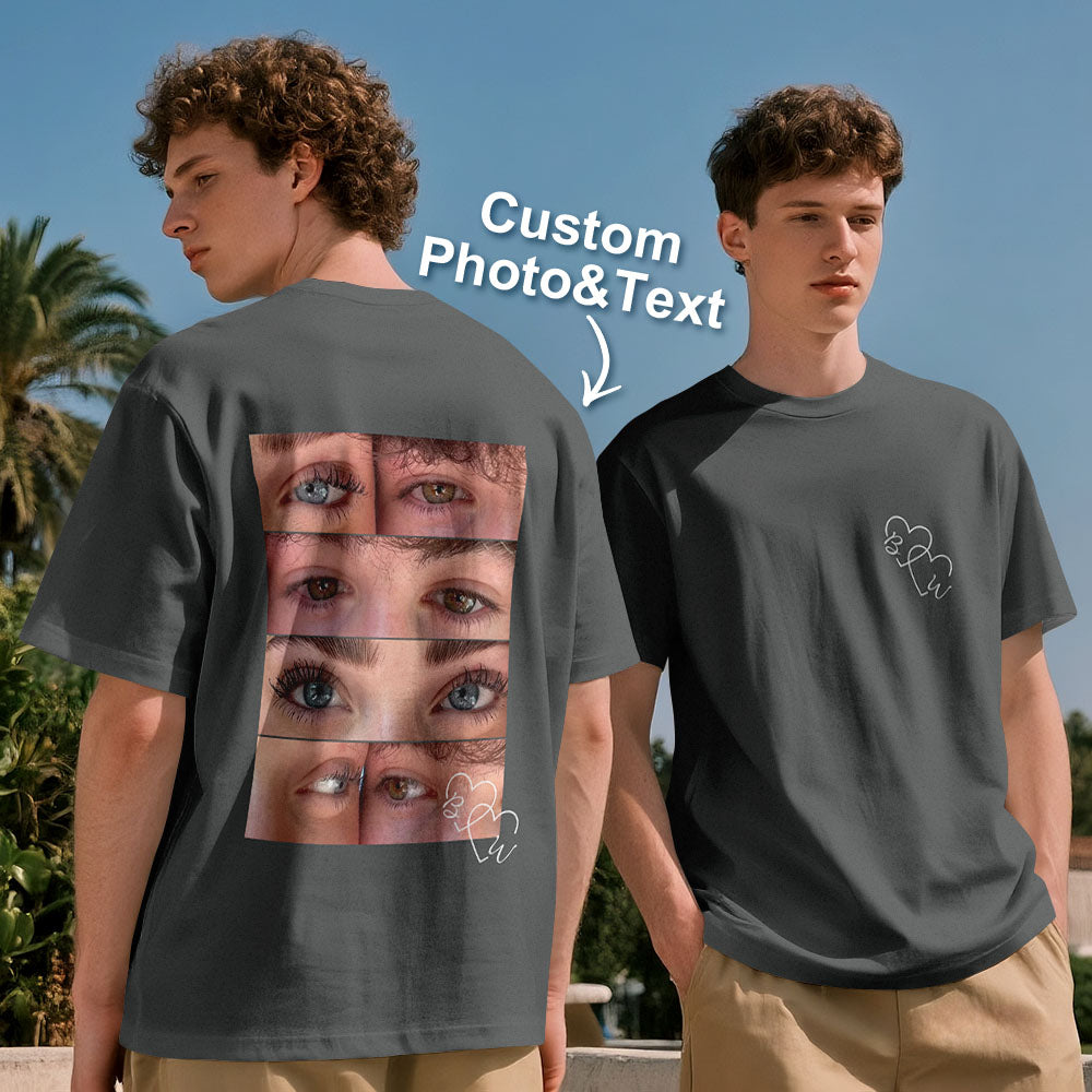 Custom Photo T-shirt Personalized Eyes Shirt for Couple Valentines Gift