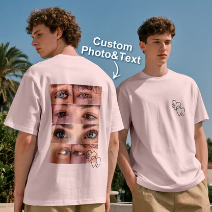 Custom Photo T-shirt Personalized Eyes Shirt for Couple Valentines Gift
