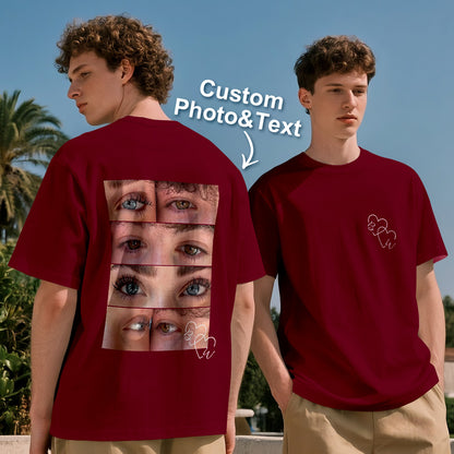 Custom Photo T-shirt Personalized Eyes Shirt for Couple Valentines Gift