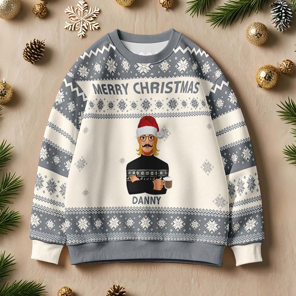 Personalized Adult Ugly Sweater Cartoon Christmas Sweater Funny Gift for Family or Friend