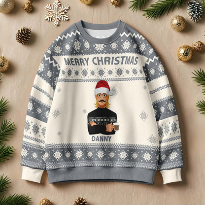 Personalized Adult Ugly Sweater Cartoon Christmas Sweater Funny Gift for Family or Friend