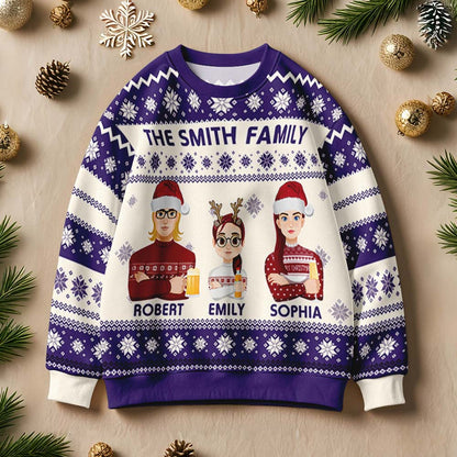 Personalized Adult Ugly Sweater Cartoon Christmas Sweater Funny Gift for Family or Friend