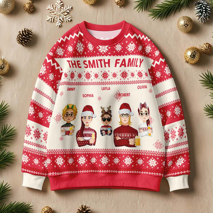 Personalized Adult Ugly Sweater Cartoon Christmas Sweater Funny Gift for Family or Friend