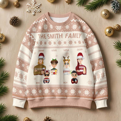 Personalized Adult Ugly Sweater Cartoon Christmas Sweater Funny Gift for Family or Friend