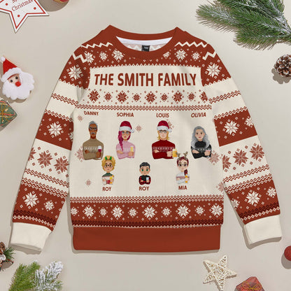 Personalized Christmas Kids Cartoon Ugly Sweater Unisex Sweater Christmas Gift for Kids