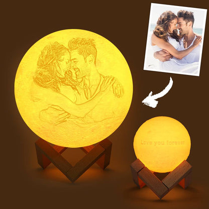 Custom Photo & Text Moon Lamp Luna Night Light – Personalized Birthday Anniversary Valentine's Day & Christmas Gift