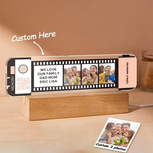 Custom QR code Acrylic Filmstrip Plaque Night Light Gift for Family