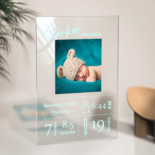 Personalized Baby Birthday Plaque Custom Baby Photo Plaque Gift