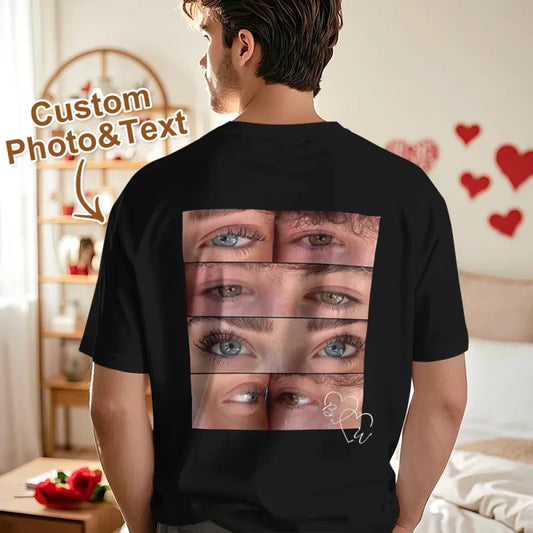 Custom Photo T-shirt Personalized Eyes Shirt for Couple Valentines Gift