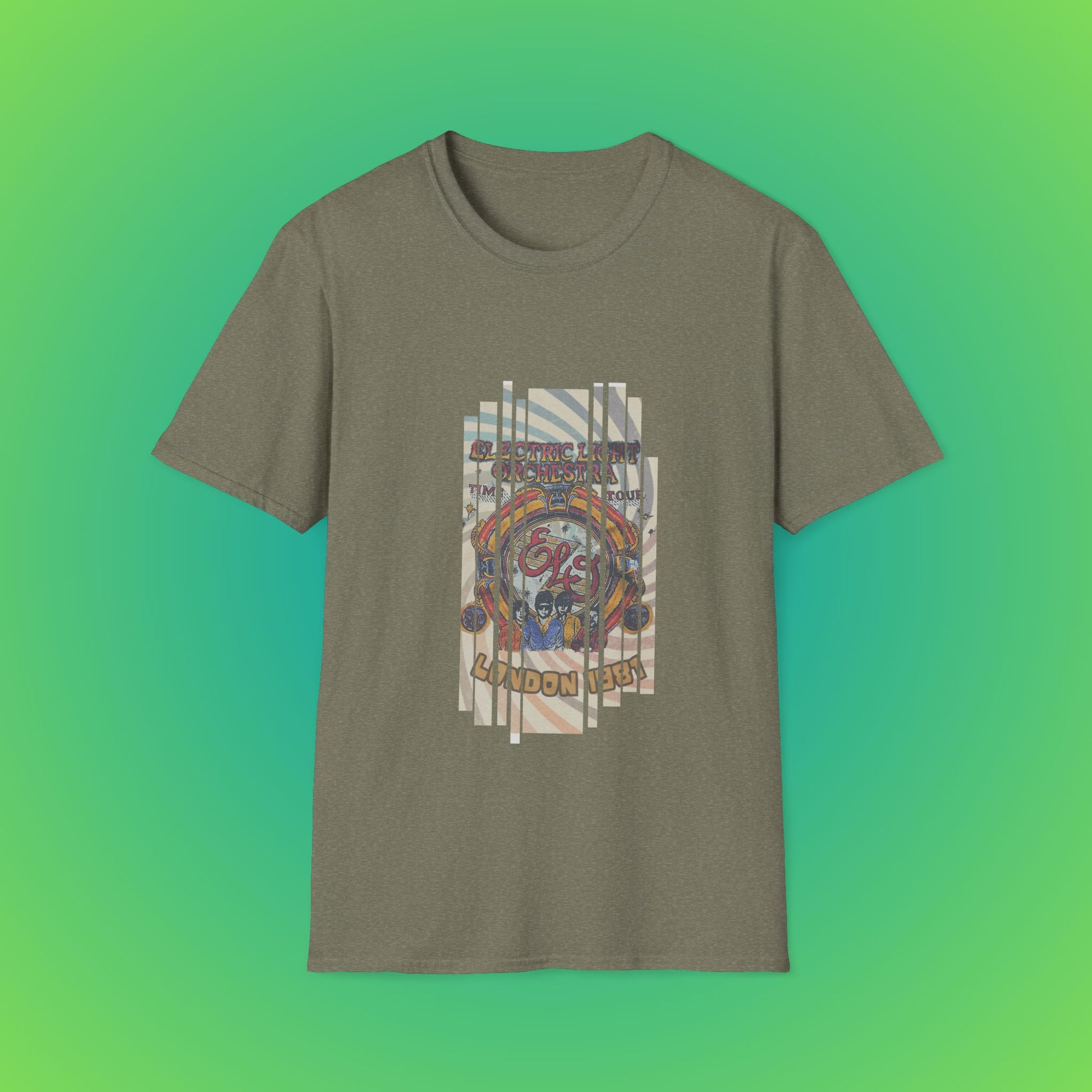 UK ELO Time Tour Unisex Softstyle T-Shirt - Heather Military Green, L image
