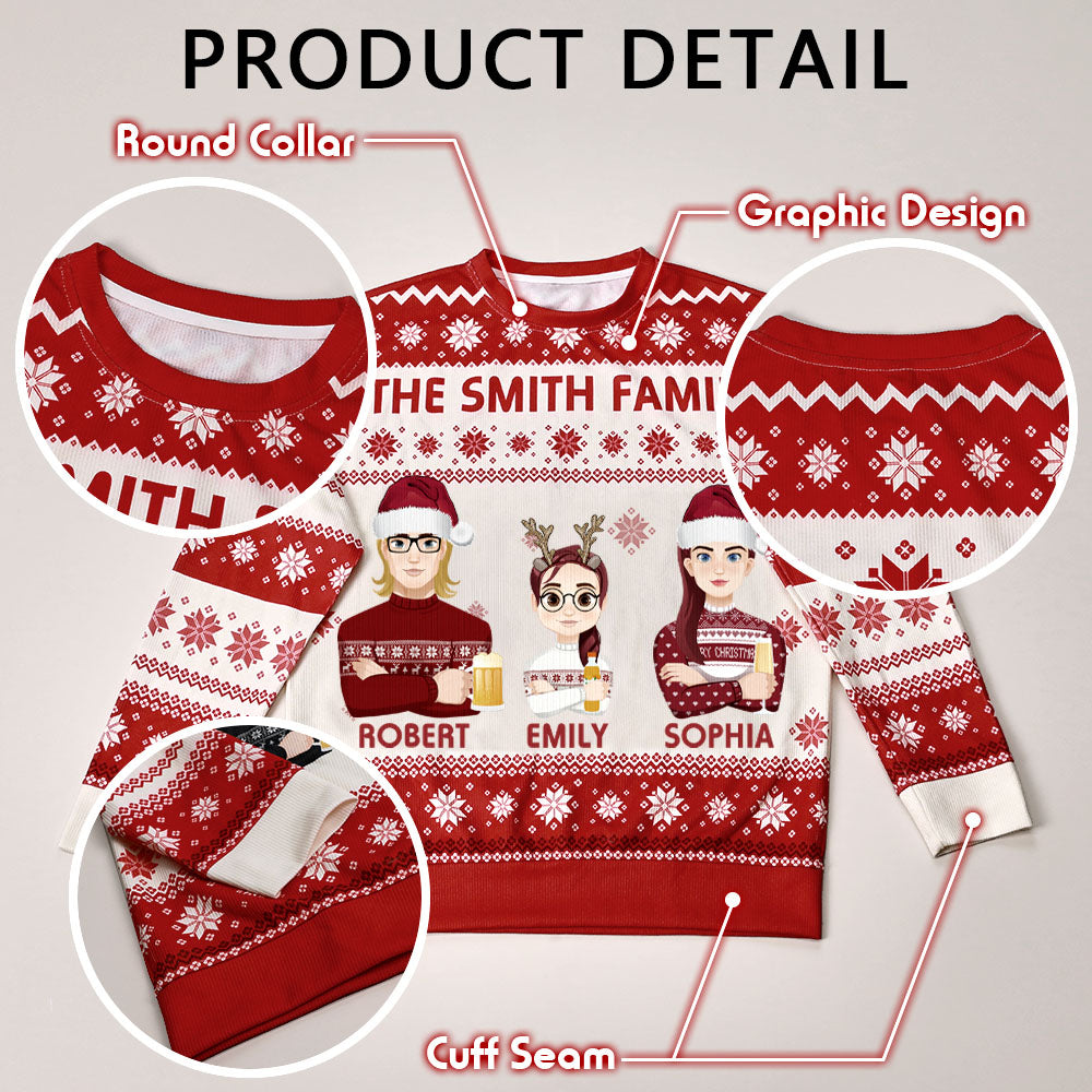 Personalized Adult Ugly Sweater Cartoon Christmas Sweater Funny Gift for Family or Friend