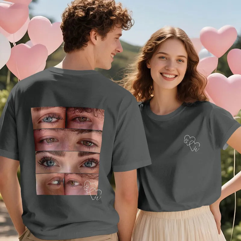 Custom Photo T-shirt Personalized Eyes Shirt for Couple Valentines Gift