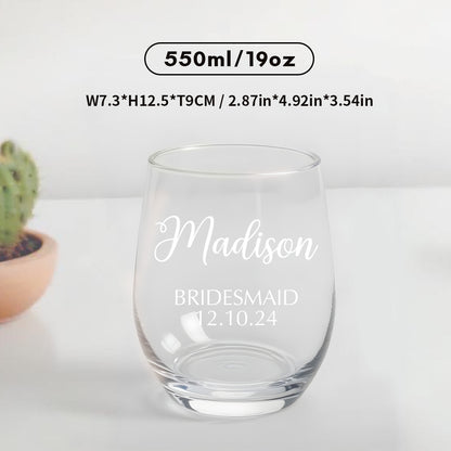 Personalized Name Red Wine Glass Bridal Party Gifts
