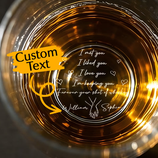 Personalized Whiskey Glass I Met You I Liked You I Love You 10oz Whiskey Glass Gift for Husband or Boyfriend
