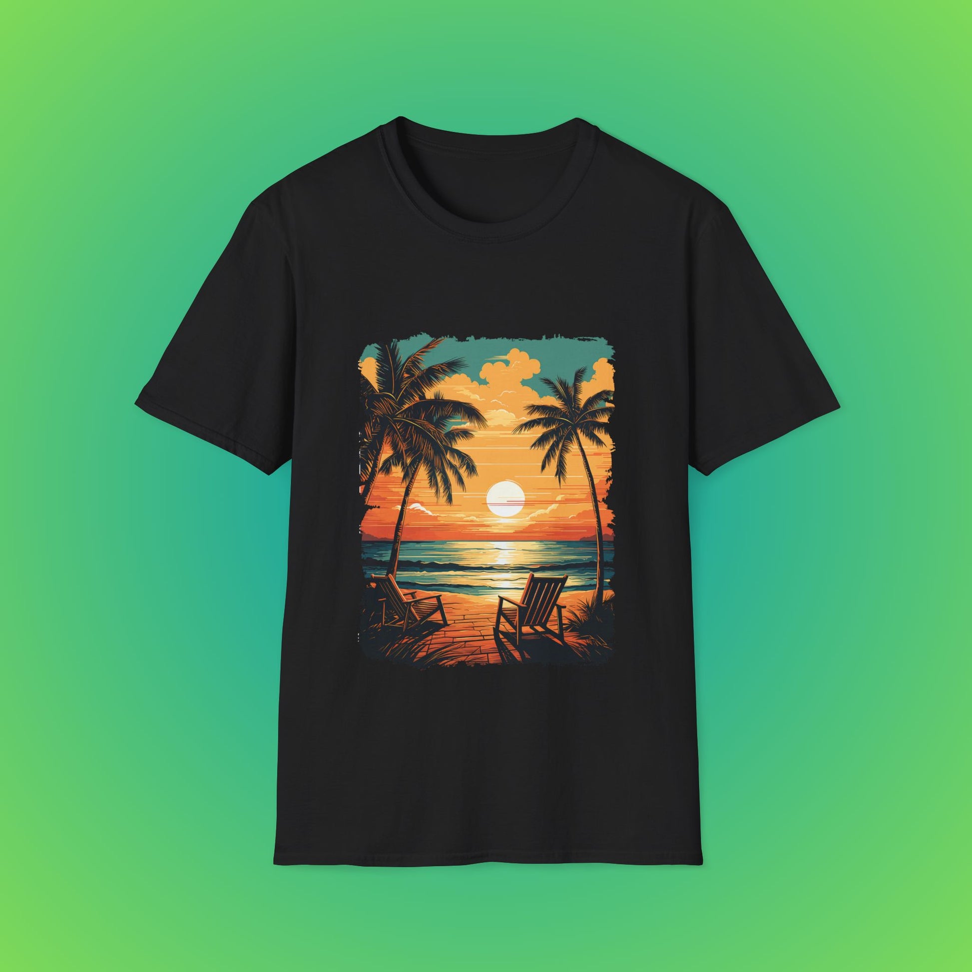 Sunset for 2 deckchair tropical beach seen image 1