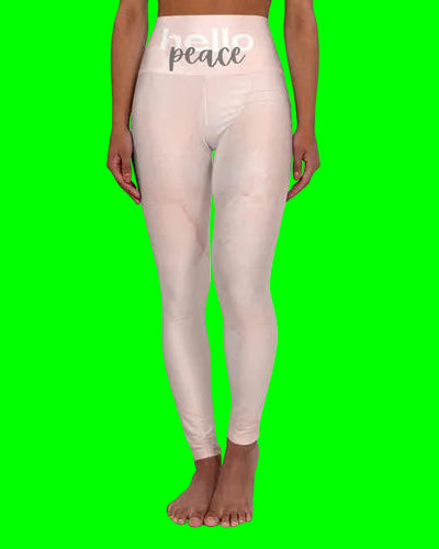 Womens High-waist Fitness Legging Yoga Pants - Pink Peach Marble